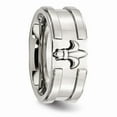 thumbnail image 5 of White Stainless Steel Ring Band Wedding Fleur de lis 10mm Brushed & Polished, 5 of 6