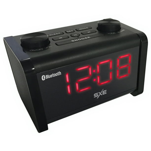 Bluetooth FM Radio LED Alarm Clock with USB Charging Port, 5.26W x 3