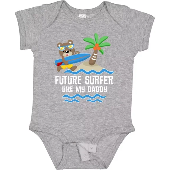 Baby Bodysuit BELLA CANVAS Surfing Future Surfer Like Daddy Infant Creeper Vacation Waves Island