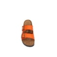 thumbnail image 4 of Women Soft Cork Cushioned Footbed PU Leather Double Strap Slider Sandal (Premium PU Orange/ 7), 4 of 4