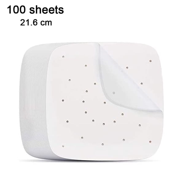 100 piezas de forro para freidora, papel perforado, papel para vaporera, papel para panecillos al vapor, papel absorbente de aceite, papel para freidora, papel de aceite para hornear