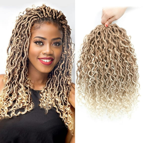 Goddess Locs Crochet Hair 12 Inch 8 Packs River Faux Locs 27/613# Size 12in
