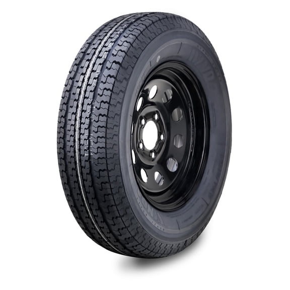 WINDA Trailer Tire Wheel Assembly ST205/75R14 8-Ply D 105L 5 Lug on 4.5" PCD Black Mod Rim
