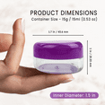 thumbnail image 3 of Beauticom 6 Pieces High Quality 15 Gram 15 ml (0.5 oz) Clear Round Plastic Makeup Cosmetic Travel Sample Jars - Purple Lids, 3 of 7
