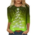 thumbnail image 2 of Holiday Gifts! Titcea Christmas Shirts for Women 3/4 Sleeve Crewneck Glitter Xmas Tree Print Pullover Christmas Sweaters 2024 Fashion Casual Tops, 2 of 4