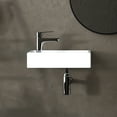 thumbnail image 2 of MEJE 16-inch wall hung ceramic sink combo, rectangle, left hand, includes faucet & drain, 2 of 7