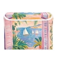 thumbnail image 7 of Yayeee Collapsible Cube Storage Bin with Lid Fabric Closet Decorative Basket with Handles, Pink Seaside Boat, 7 of 7