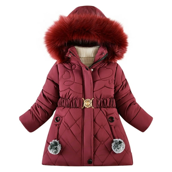 Posijego Girls Winter Fleece Coats Lined Warm Long Puffer Jackets Kids Windproof down Overcoats Outerwear
