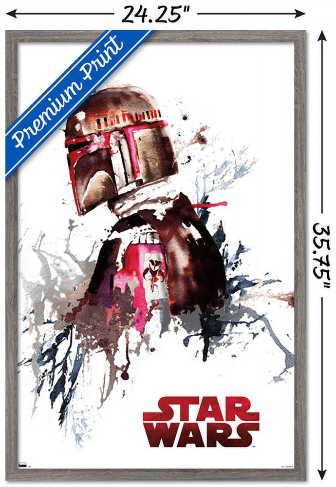Star Wars: Original Trilogy - Boba Fett Watercolor Wall Poster, 22.375" x 34", Framed