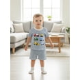 thumbnail image 4 of BemeyourBBs Toddler Baby Boys Summer Clothes Waffle Knit 2 Piece Outfits Excavator Truck Vehicles Embroidery Short Sleeve T Shirt Tops and Pockets Shorts Set, 4 of 7
