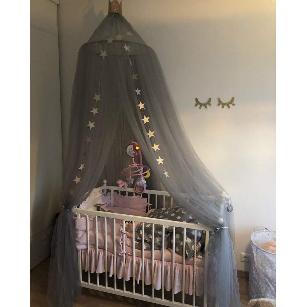CAILDANL Bed Canopy for Girls - Princess Bed Canopy Mosquito Net Nursery Play Room Decor Dome Premium Yarn Netting Curtains Baby Game Dream Castle, Pink