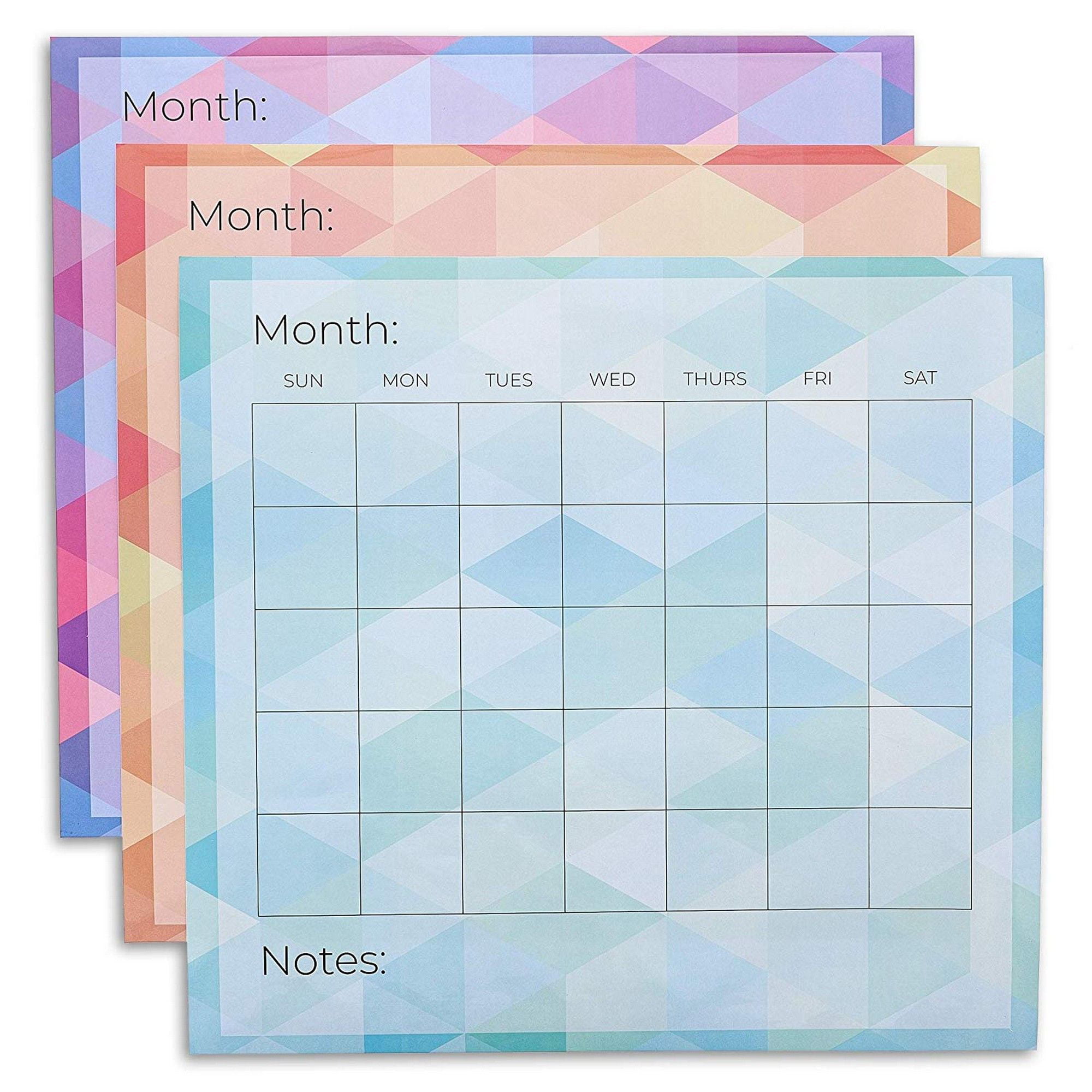 6 Packs Adhesive Blank Monthly Dry Erase Wall Calendar for