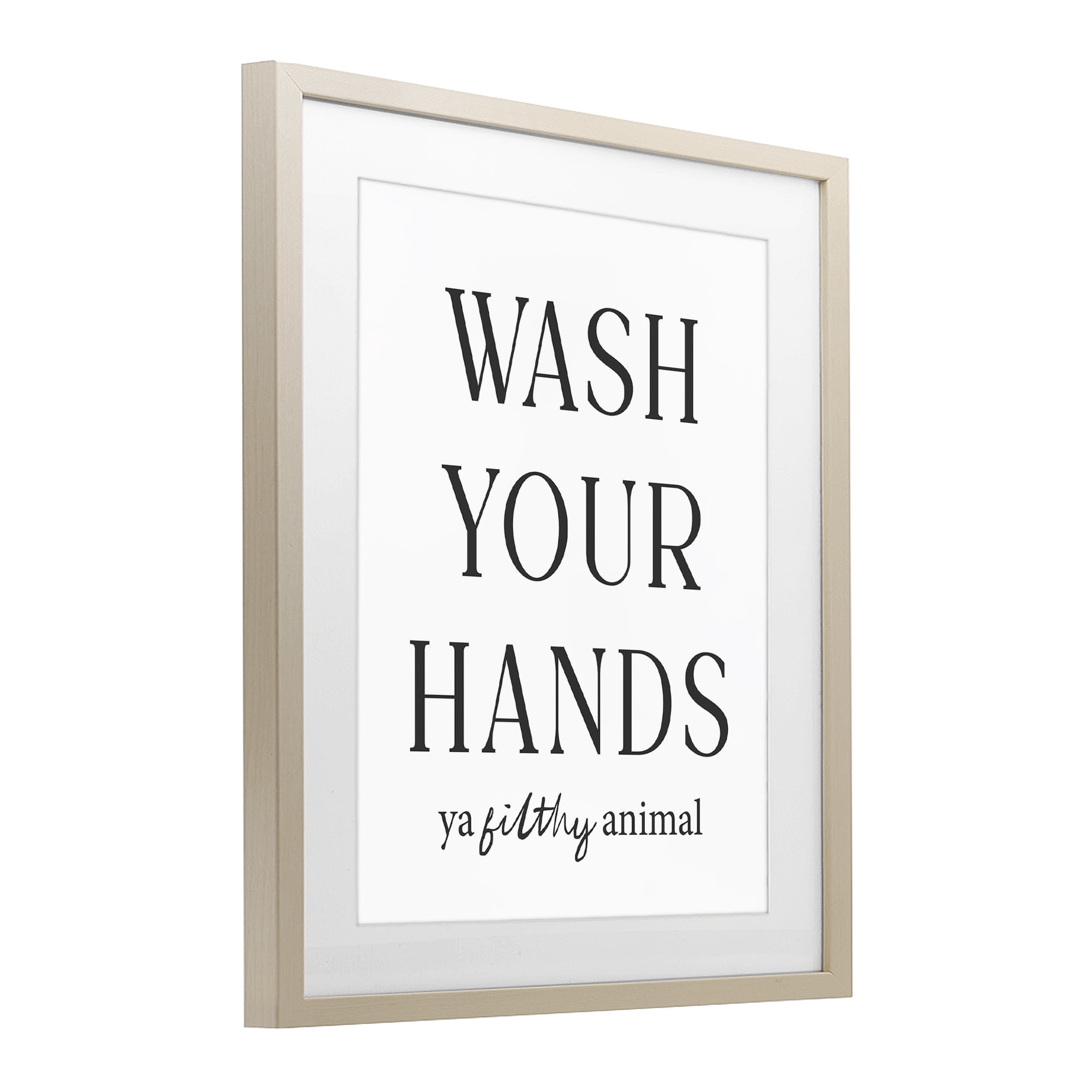 Stupell Industries Wash Your Hands Funny Reminder Birch Framed Print Under Glass, design by Lettered and Lined