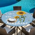 thumbnail image 6 of Light Blue Sunshine Sunflower Round Tablecloth, Fitted Table Cover with Elastic for 55"-60" Round Tables, Pastoral Bees Farmhouse Floral Table Cloth Outdoor Dinning Party Waterproof Tablecloths, 6 of 7