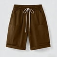 thumbnail image 4 of Pxkloy Womens 2026 Beach Bermuda Shorts Drawstring Cotton Linen Shorts Casual Summer Elastic Waist Short Brown,S, 4 of 8