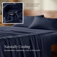 thumbnail image 6 of Bare Home Bamboo Sheet Set - Made from Rayon Fibers - Deep Pockets - 3 Piece - Twin XL, Midnight Blue, 6 of 10