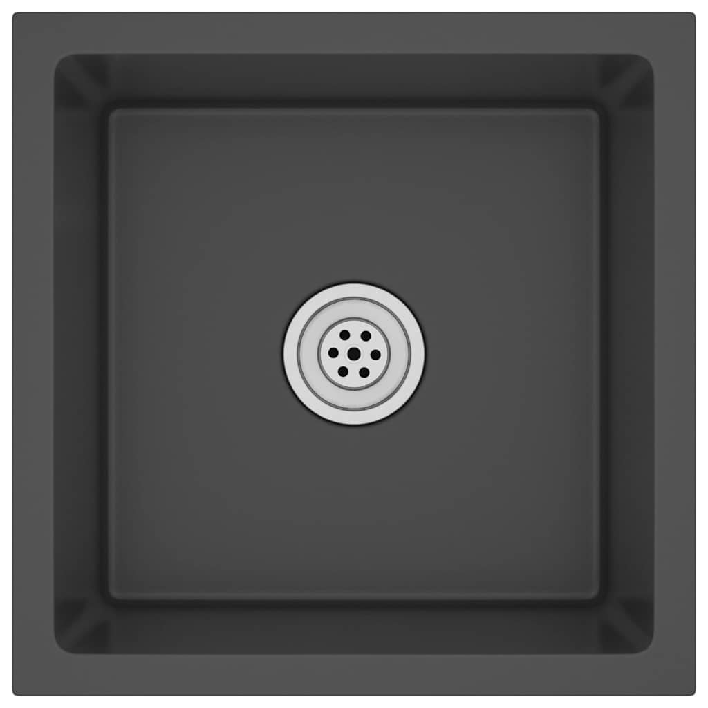 vidaXL 15.7-inch Kitchen Sink with Strainer, Top-Mount Sink Single Bowl, Black Stainless Steel vidaXL 15.7-inch Kitchen Sink with Strainer, Top-Mount Sink Single Bowl, Black Stainless Steel
