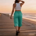 thumbnail image 4 of Women's Capri Pants Wide Leg Plus Size UPF50+ Lightweight Quick Dry Pants Casual Loose Hiking Walking Capris, XL, 4 of 5