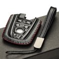 thumbnail image 5 of Vitodeco Leather Smart Key Fob Case Compatible with BMW I3, BMW I8 (2014-2021 Models) - 4-Button, Black/Red, 5 of 5