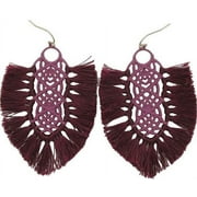 Time and Tru Women's Purple Fringe Drop Earrings