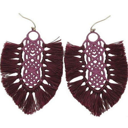 Time and Tru Women's Purple Fringe Drop Earrings