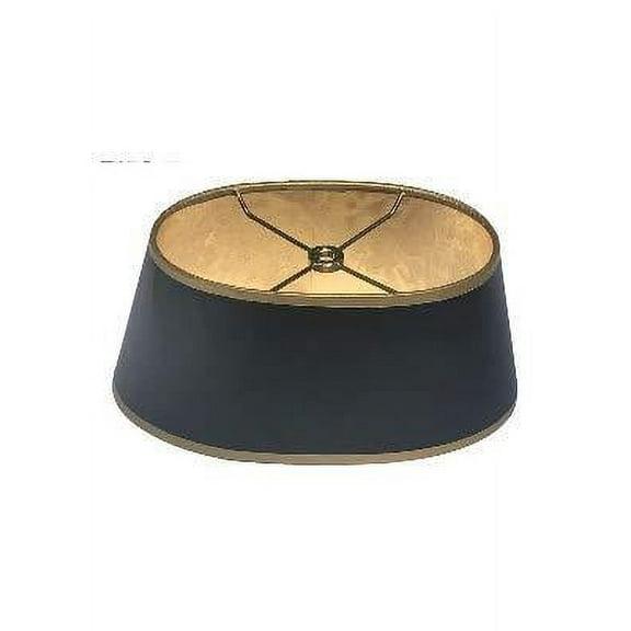 Black with Gold Shallow Oval 12 Inch Vintage Bouillotte Style Lampshade