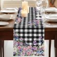 thumbnail image 3 of Table Runners 72 Inches Long Dress Scarves, Spring Floral Farmhouse Kitchen/Dining Table Runner, Coffee Tablerunners, Black White Checkered Farmhouse Butterfly 18x72 Inch, 3 of 9