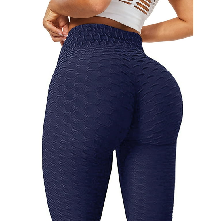 Leggings size large Women high waisted Textured Butt Lift Stretchy blue  scurnch
