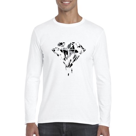 Diamond Camouflage Melting Bleeding Dripping Men Softstyle Long Sleeve T-Shirt