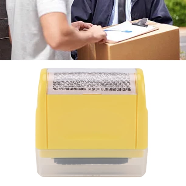 Rodillo De Tinta Protector De Identificación, Protección De Privacidad, Sello De Rodillo De Prevención De Robo De Identidad Con 3 Recargas Para Documentos De Facturas