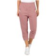thumbnail image 2 of LADIGASU Women's Solid Color Stretch Waist Strap Pocket Zipper Pants 7 Quarter Pants, 2 of 9