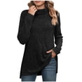 thumbnail image 1 of KIHOUT Hauts pour Femmes Printemps Hiver Décontracté Couleur Unie Chandail Col Rond Manches Longues Blouse Ample, 1 of 9