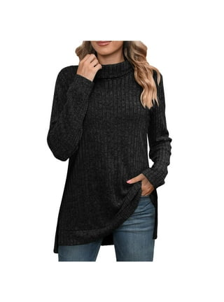 Women Plus Size Turtleneck Pullover Shirts Long Sleeve Lightweight Slim  Layer Top Black 18W at  Women's Clothing store
