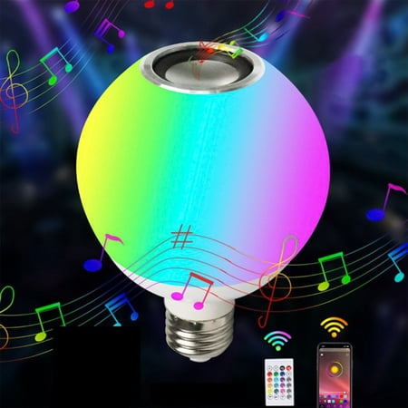 

Lingouzi Smart Home Lights Speaker E27 RGB Changing Lamp Wireless Stereo Audio 24 Keys Remote Integrated Bluetooth Control RGB Color Changing Speake LED Light Bulb