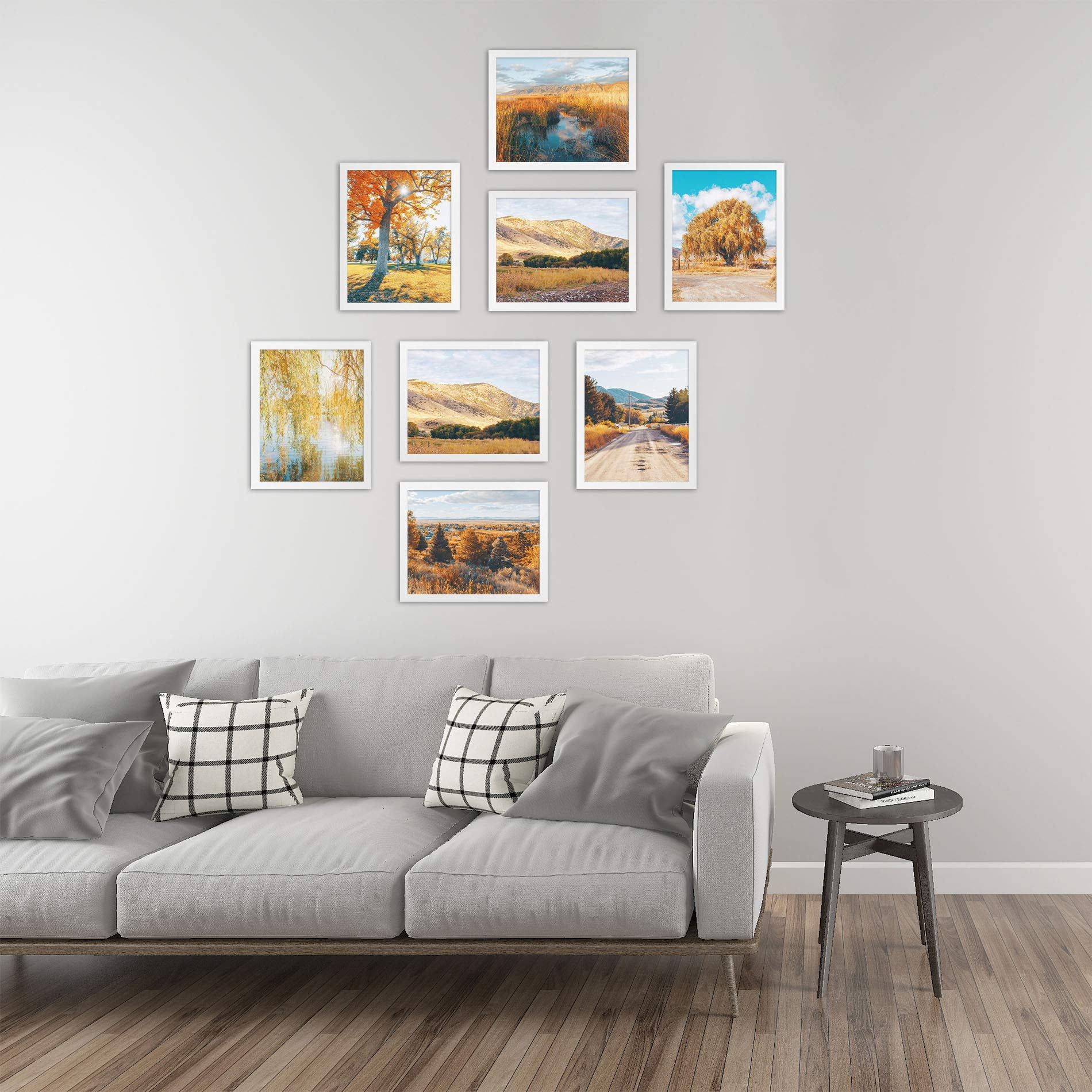 Golden State Art 11x14 White Gallery Wall Picture Frames Display 8x10 Photos, Pack of 8