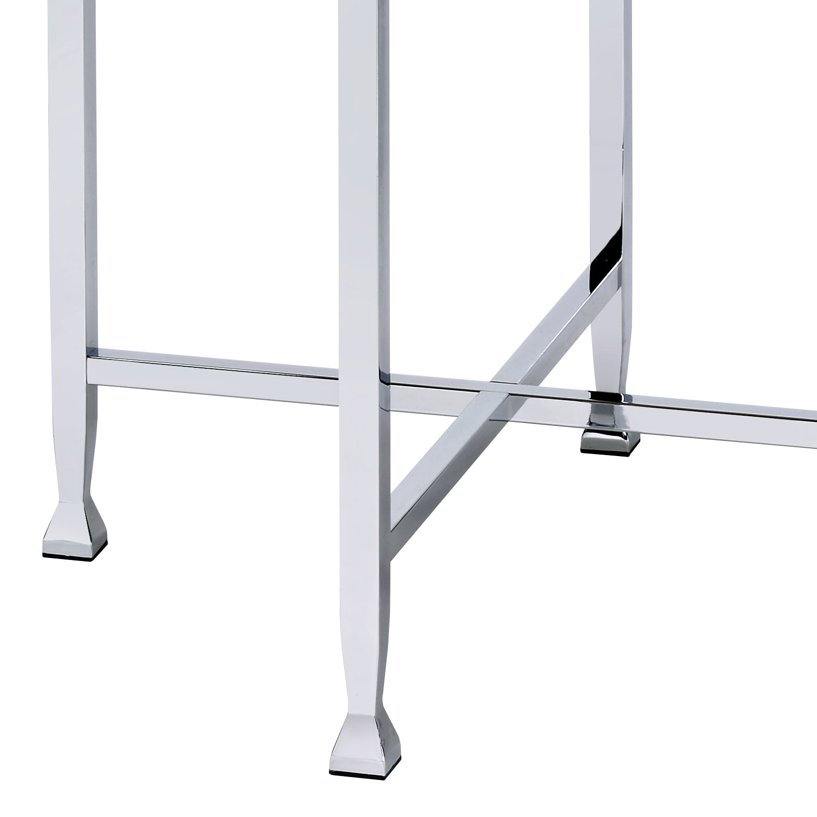 End Table White Oak & Chrome Finish