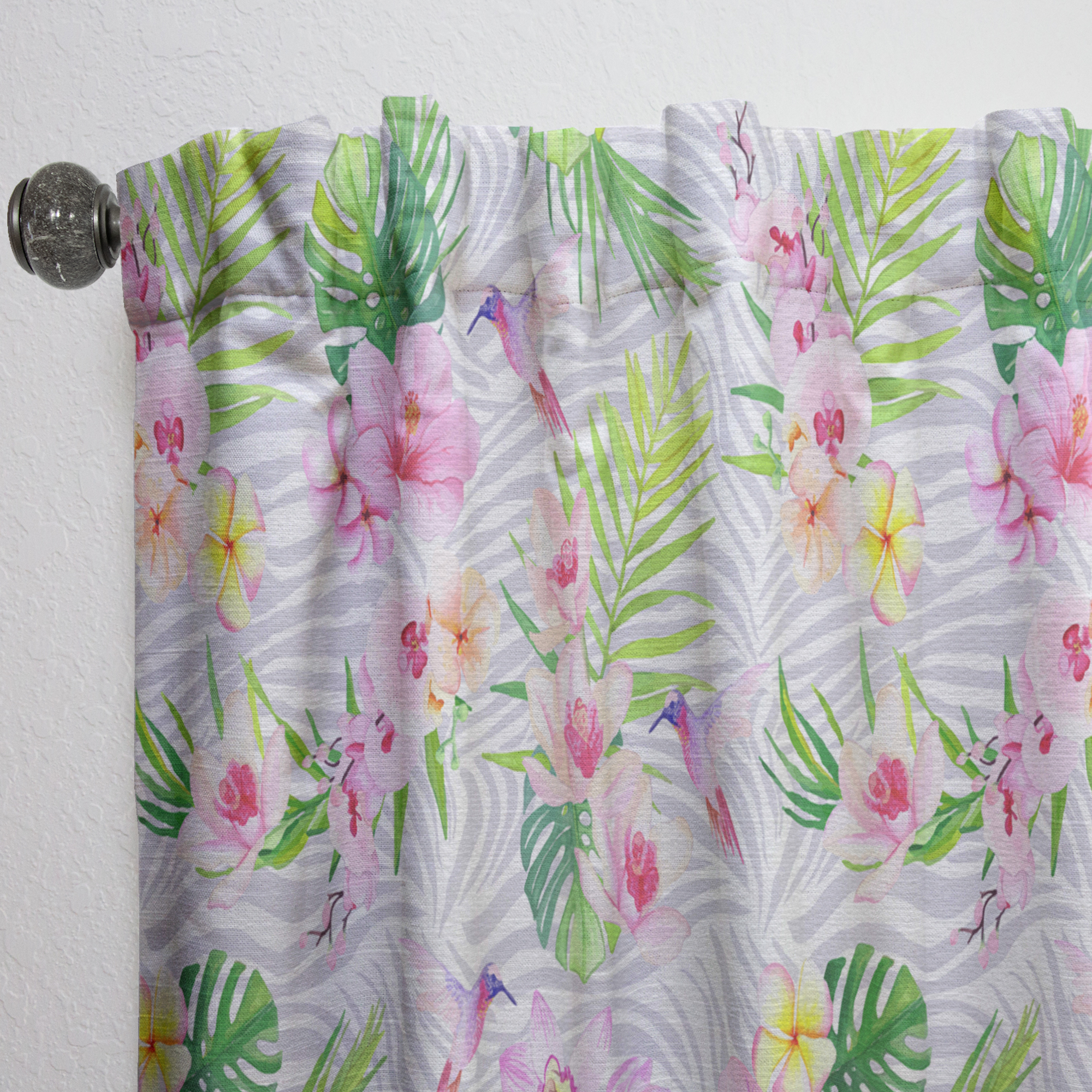 Designart 'Flowers and Tropical Botanicals III' Mid-Century Modern Curtain Panel