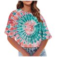 thumbnail image 1 of Posijego T-Shirts Teinture sur Nœuds Graphiques pour Femmes Été Décontracté Col Rond Manches Courtes Crop Tops, 1 of 6