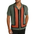 thumbnail image 2 of Antinious Men Stripe Knitted Collared Short Sleeve Hollow Out Breathable Shirts, 2 of 5