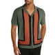 thumbnail image 2 of Blusa y camisa de manga corta con cuello vuelto Camisa de punto a rayas de verano para hombre con cuello en contraste y camisa hueca de manga corta Camiseta/camisa de manga corta con cuello vuelto Top, 2 of 5