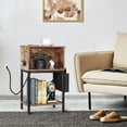 thumbnail image 5 of Oumilen Wesern Home End Table Side Table with Storage and Fabric Bags and Build-In Fast Charging Station with USB Ports, Rustic Brown Wood, 5 of 7