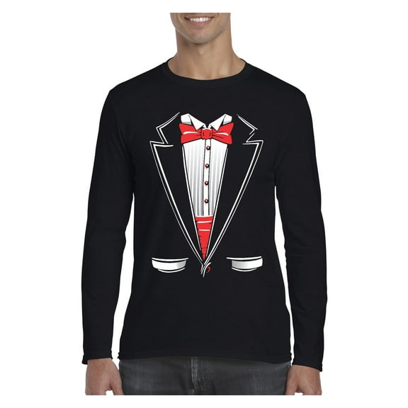 Mens Long Sleeve T-Shirts - Tuxedo Prom Costume