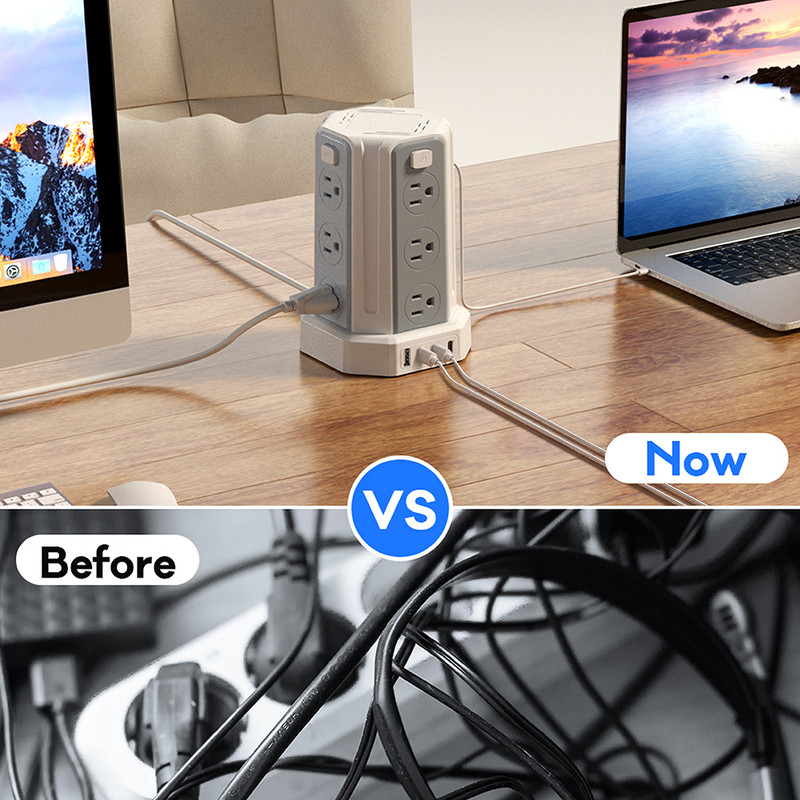 Smallrt Surge Protector Power Strip Tower, 12 Outlet photo 3