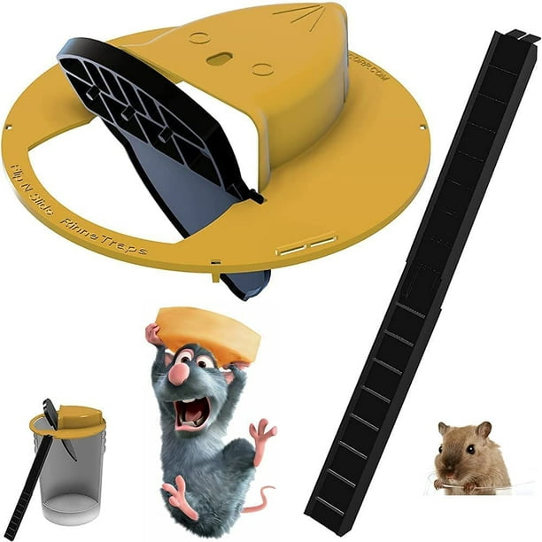 Mouse Trap Bucket,Walk The Plank Rat Trap Mice Traps for House,Humane Rat  Trap Auto Reset,Rat Trap Bucket Spinner Ramp Included Sanitary Safe