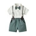 thumbnail image 1 of Minnieouse Conjunto de pantalones y camisa de manga corta de verano para niños, ropa de fiesta, banquete, boda, pajarita, pantalones cortos con conjuntos de ropa Verde 80cm, 1 of 6