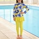 thumbnail image 1 of Odeerbi 4-16 Años Niñas 2 Piezas de Manga Larga Rash Guard Conjunto Hawaiano Floral Upf 50 + Traje de Baño de Surf Seco Rápido Con Pantalones Cortos, 1 of 5