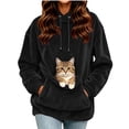 thumbnail image 3 of FRSASU Women's Cat Hoodie with Pouch Oversized Kangaroo Pocket Dog Pouch Sweatshirts Pet Carrier Animal Holder Long Sleeve Pullover Black, 3 of 8