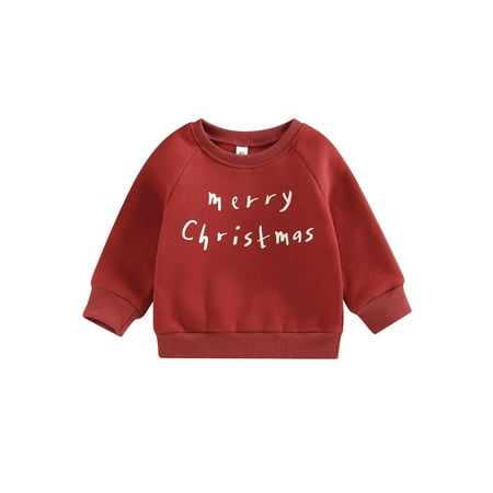 

Canrulo Toddler Baby Girl Boy Christmas Casual Sweatshirt Long Sleeve Pullover Tops Sweater Shirt Fall Winter Clothes Red 6-9 Months