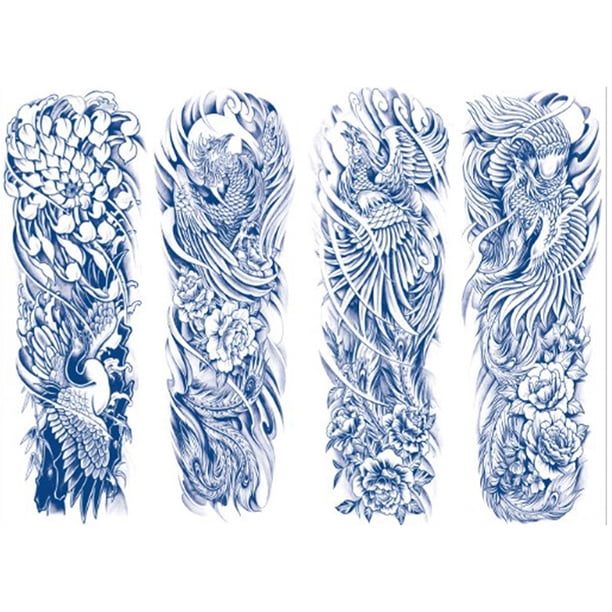 Etiqueta Engomada Del Tatuaje Del Brazo Del Fénix La Grúa Cgtredaw Tatuaje Falso Fresco 155x465 Mm