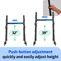 Medline Walker with Wheeled Glide-Brake, Trigger Release Folding Walker, 5" Front Wheels, Black